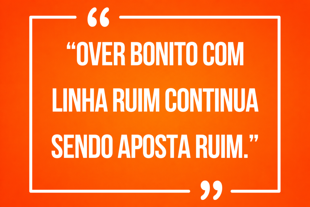 Frase sobre over escanteios e linha ruim nas apostas