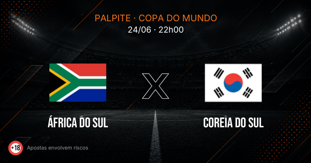 África do Sul x Coreia do Sul: Palpite e Odds — Copa 2026
