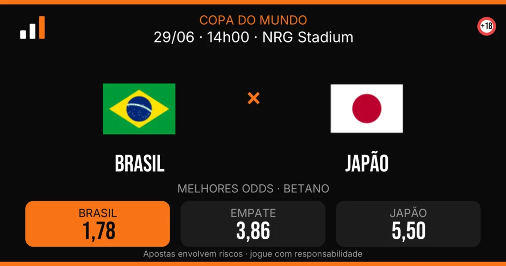 Brasil x Japão — card do confronto com odds (OddsFutebol)
