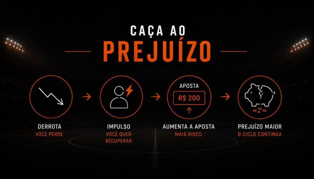 Ciclo da caça ao prejuízo: derrota, impulso, aumento da aposta e prejuízo maior