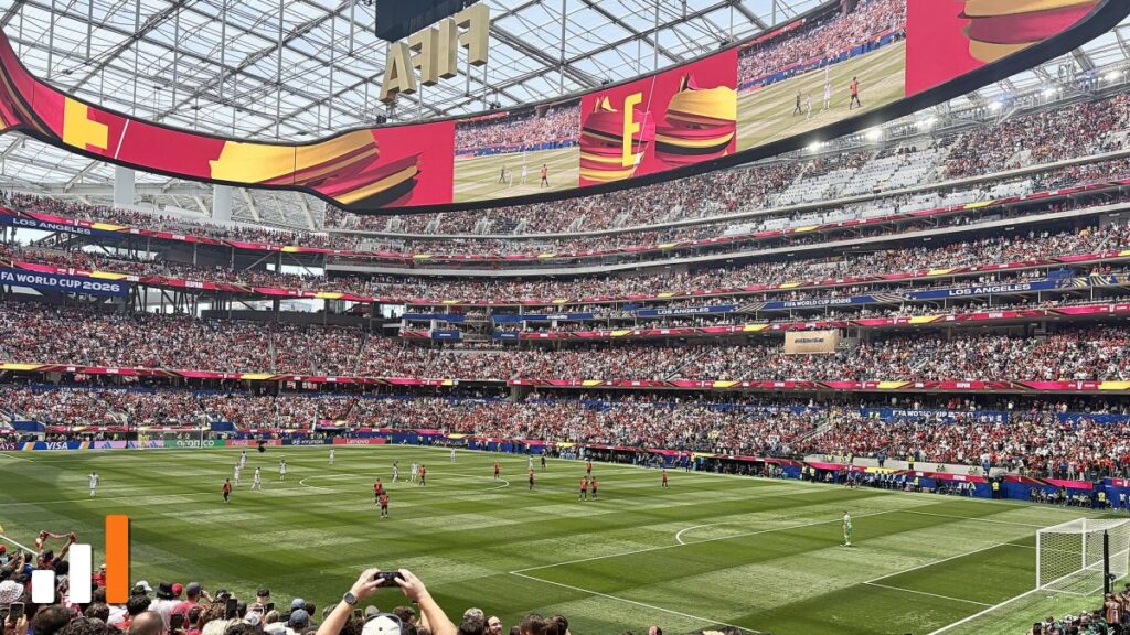 Espanha e Bélgica em campo pelas quartas de final da Copa do Mundo de 2026, em Los Angeles