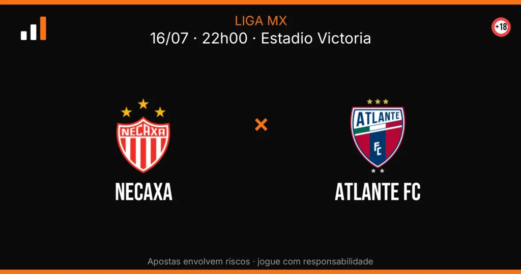 Necaxa x Atlante FC — card do confronto com odds (OddsFutebol)