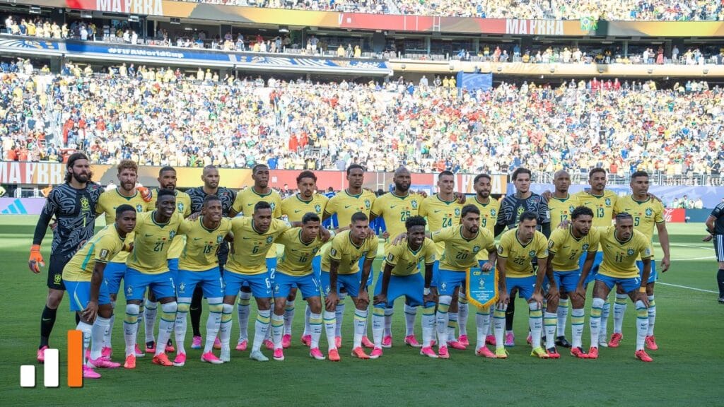 Seleção brasileira perfilada antes da estreia contra Marrocos no MetLife Stadium