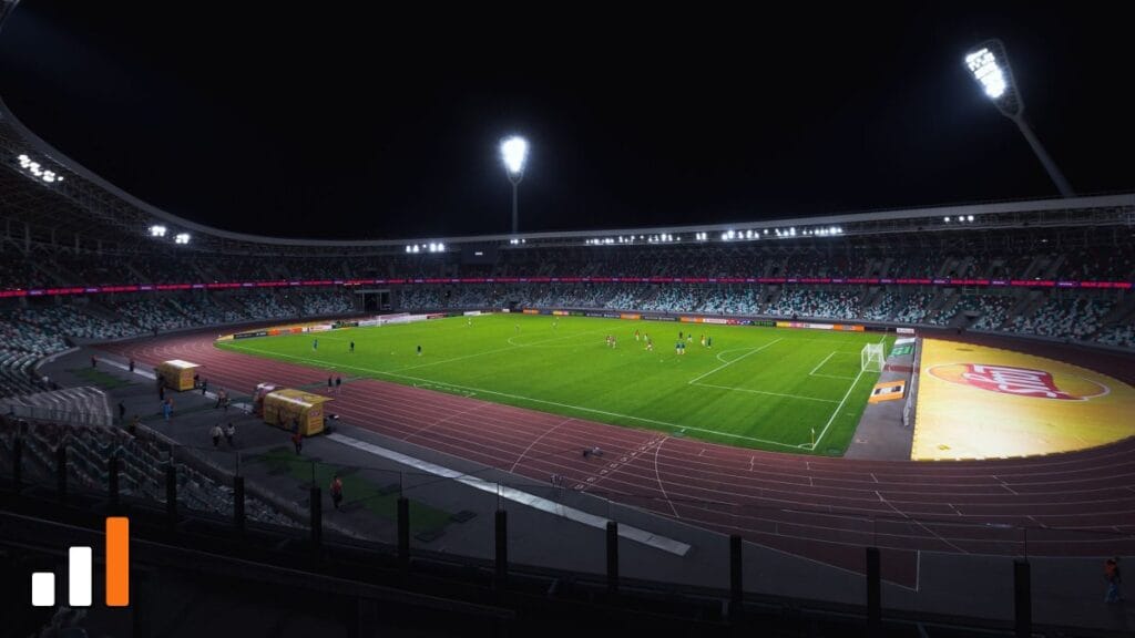 Estádio de futebol à noite