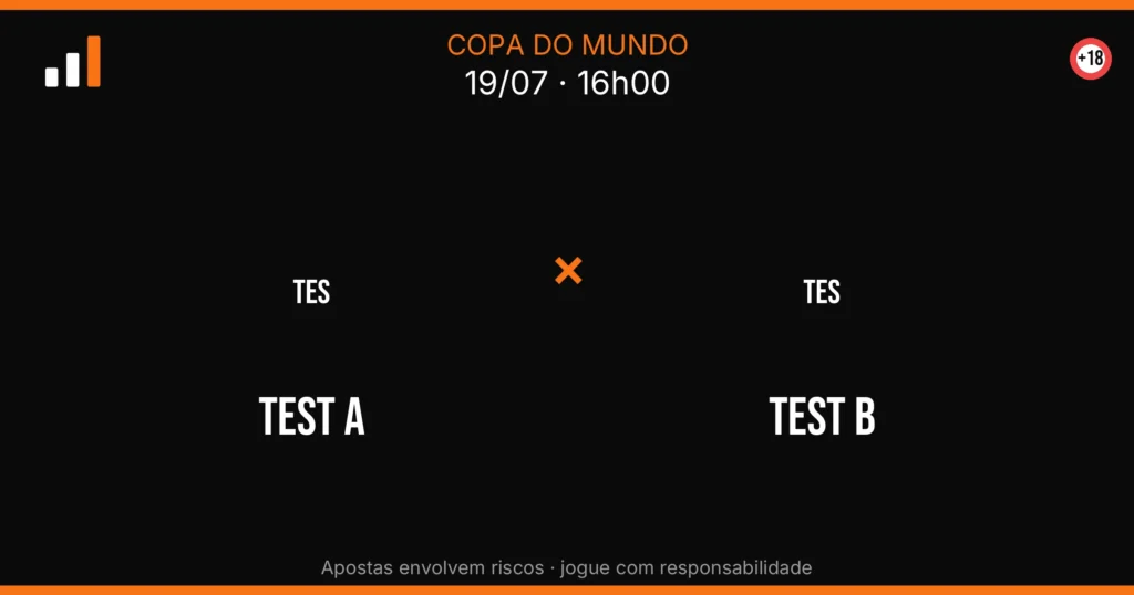 Test A x Test B — card do confronto com odds (OddsFutebol)
