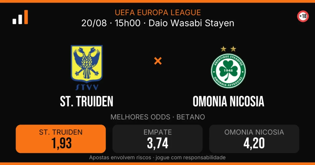 St. Truiden x Omonia Nicosia — card do confronto com odds (OddsFutebol)