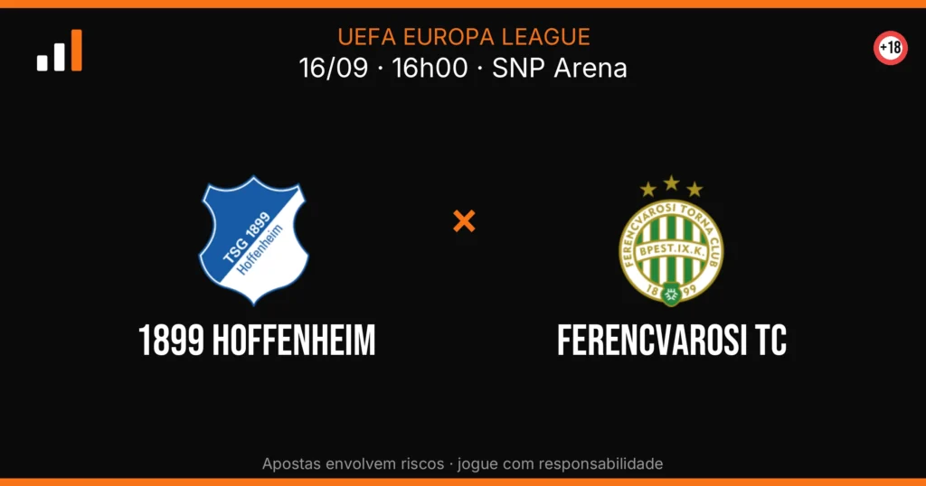 1899 Hoffenheim x Ferencvarosi TC — card do confronto com odds (OddsFutebol)