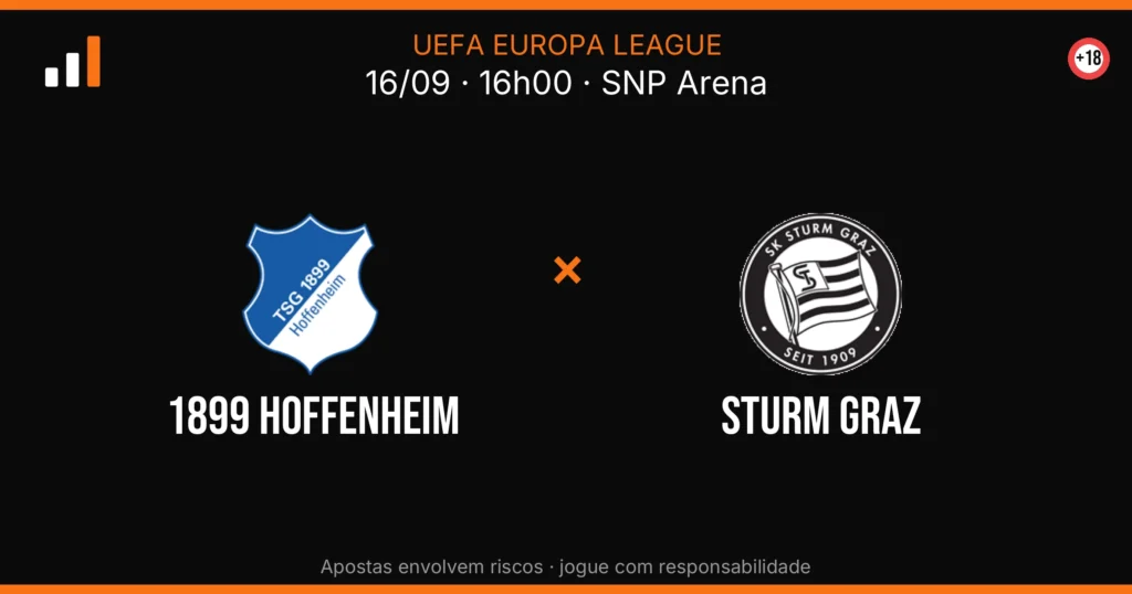 1899 Hoffenheim x Sturm Graz — card do confronto com odds (OddsFutebol)
