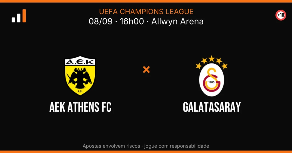 AEK Athens FC x Galatasaray — card do confronto com odds (OddsFutebol)