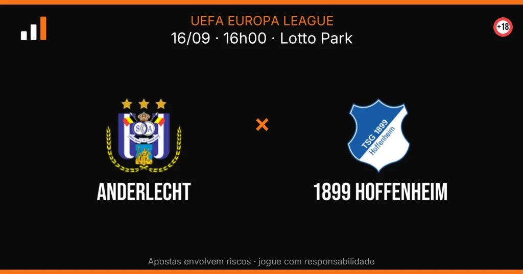 Anderlecht x 1899 Hoffenheim — card do confronto com odds (OddsFutebol)