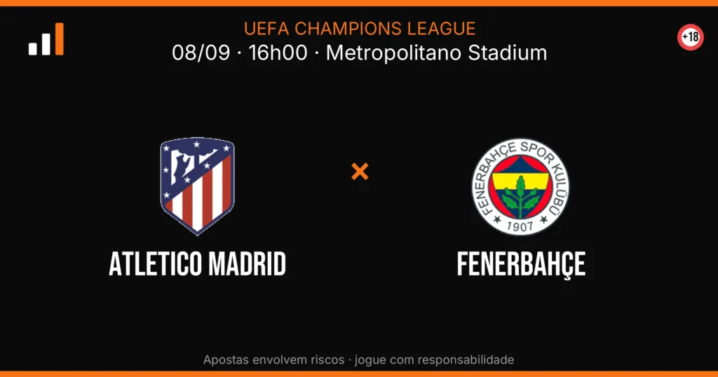 Atletico Madrid x Fenerbahçe — card do confronto com odds (OddsFutebol)