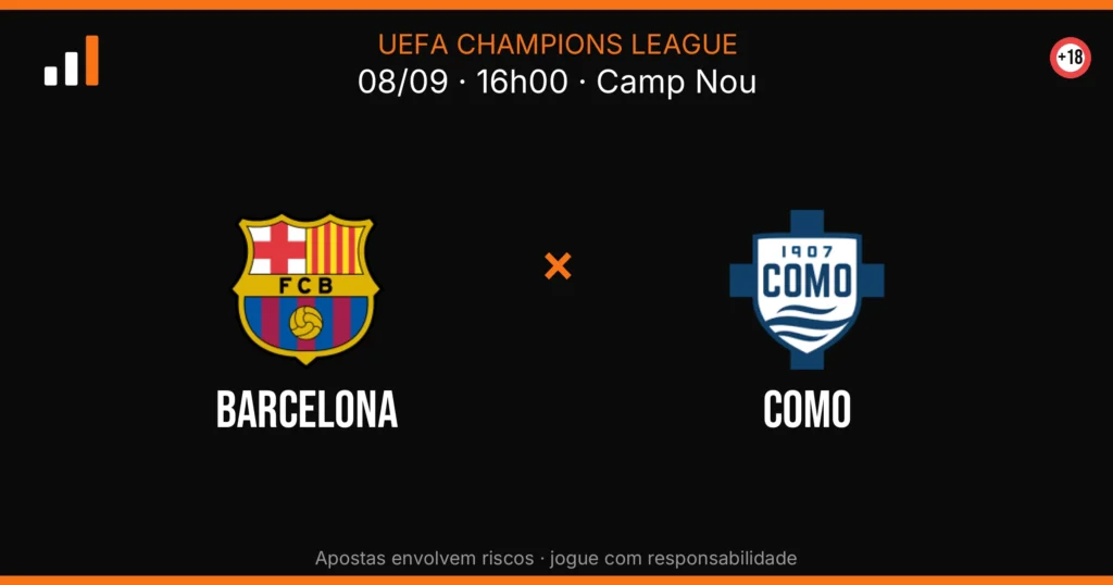 Barcelona x Como — card do confronto com odds (OddsFutebol)