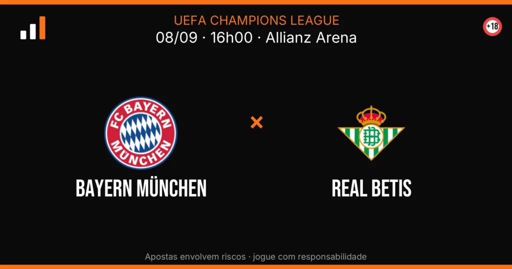 Bayern München x Real Betis — card do confronto com odds (OddsFutebol)