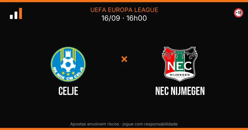Celje x NEC Nijmegen — card do confronto com odds (OddsFutebol)