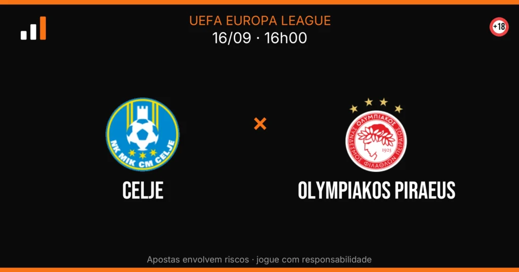 Celje x Olympiakos Piraeus — card do confronto com odds (OddsFutebol)