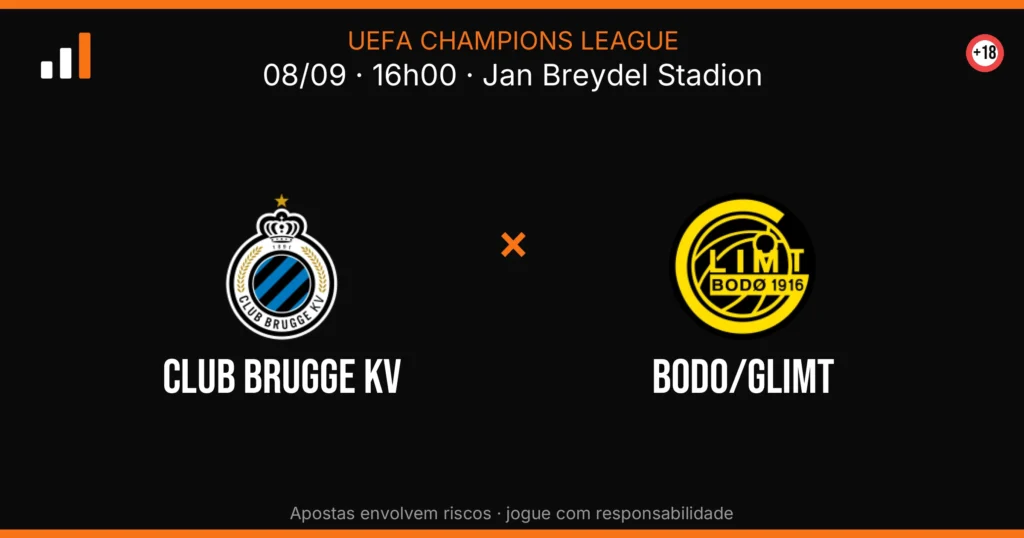 Club Brugge KV x Bodo/Glimt — card do confronto com odds (OddsFutebol)