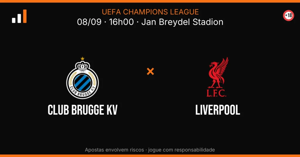 Club Brugge KV x Liverpool — card do confronto com odds (OddsFutebol)