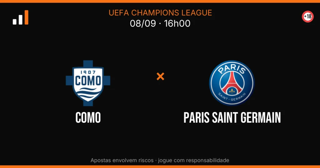 Como x Paris Saint Germain — card do confronto com odds (OddsFutebol)