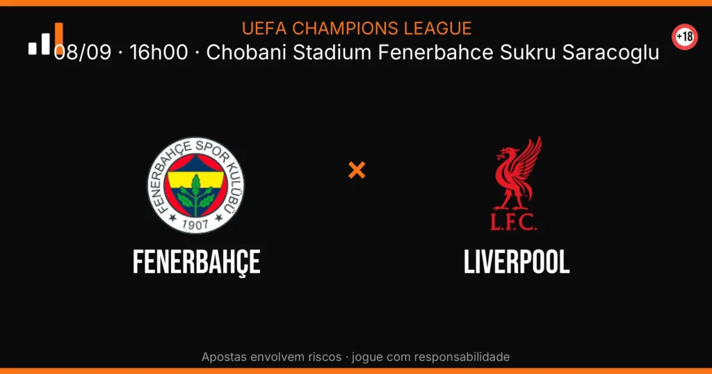Fenerbahçe x Liverpool — card do confronto com odds (OddsFutebol)