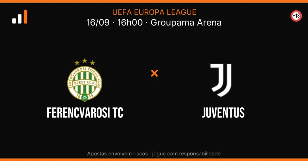 Ferencvarosi TC x Juventus — card do confronto com odds (OddsFutebol)