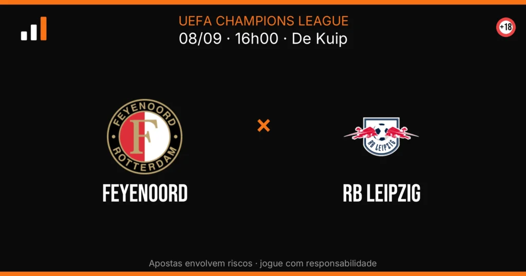 Feyenoord x RB Leipzig — card do confronto com odds (OddsFutebol)