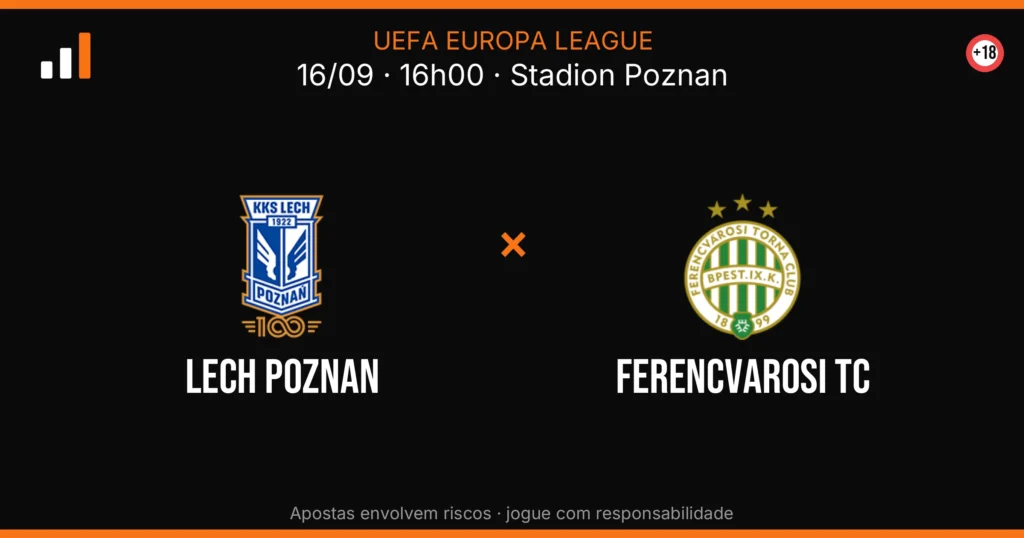 Lech Poznan x Ferencvarosi TC — card do confronto com odds (OddsFutebol)