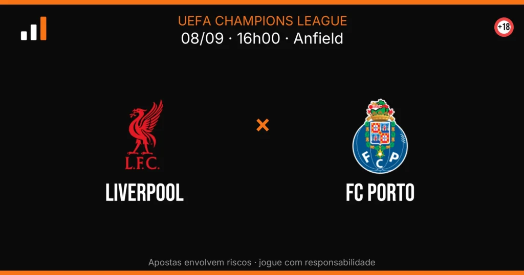 Liverpool x FC Porto — card do confronto com odds (OddsFutebol)