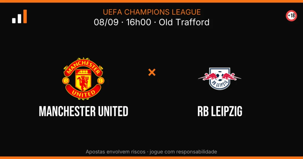 Manchester United x RB Leipzig — card do confronto com odds (OddsFutebol)