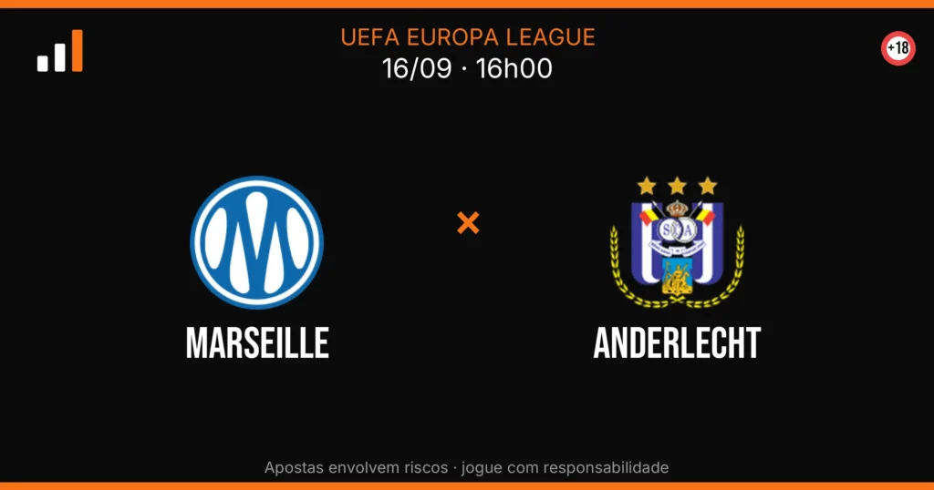 Marseille x Anderlecht — card do confronto com odds (OddsFutebol)