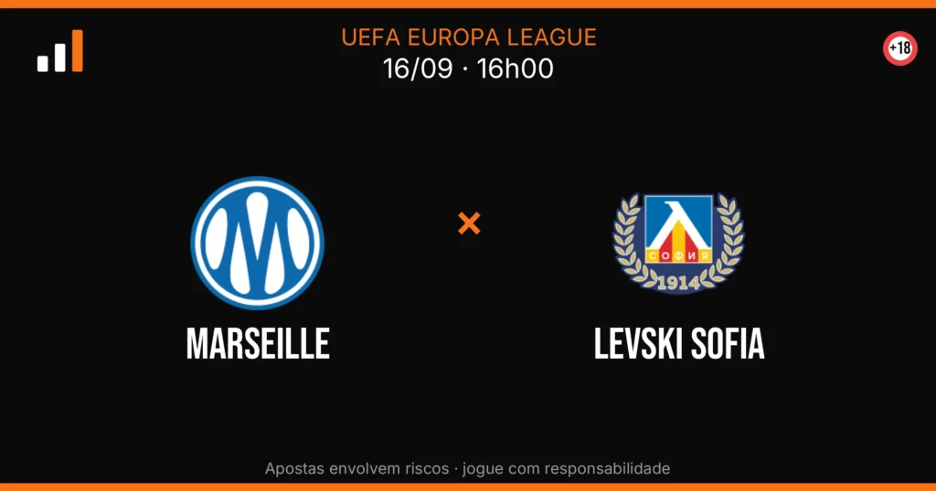 Marseille x Levski Sofia — card do confronto com odds (OddsFutebol)