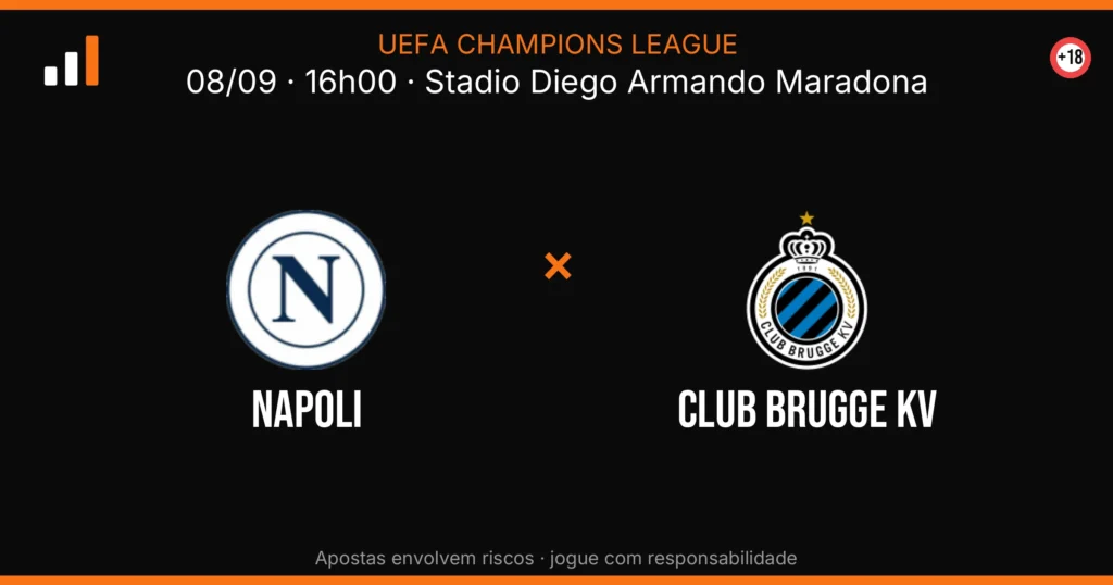 Napoli x Club Brugge KV — card do confronto com odds (OddsFutebol)