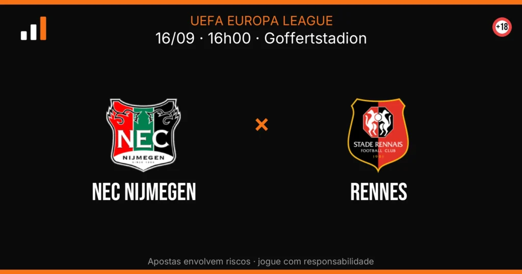 NEC Nijmegen x Rennes — card do confronto com odds (OddsFutebol)
