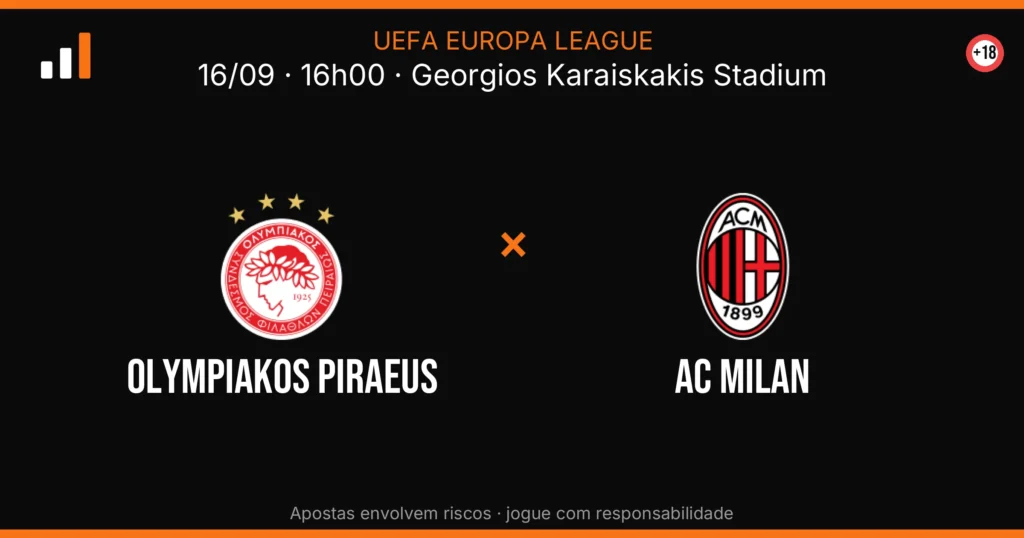 Olympiakos Piraeus x AC Milan — card do confronto com odds (OddsFutebol)