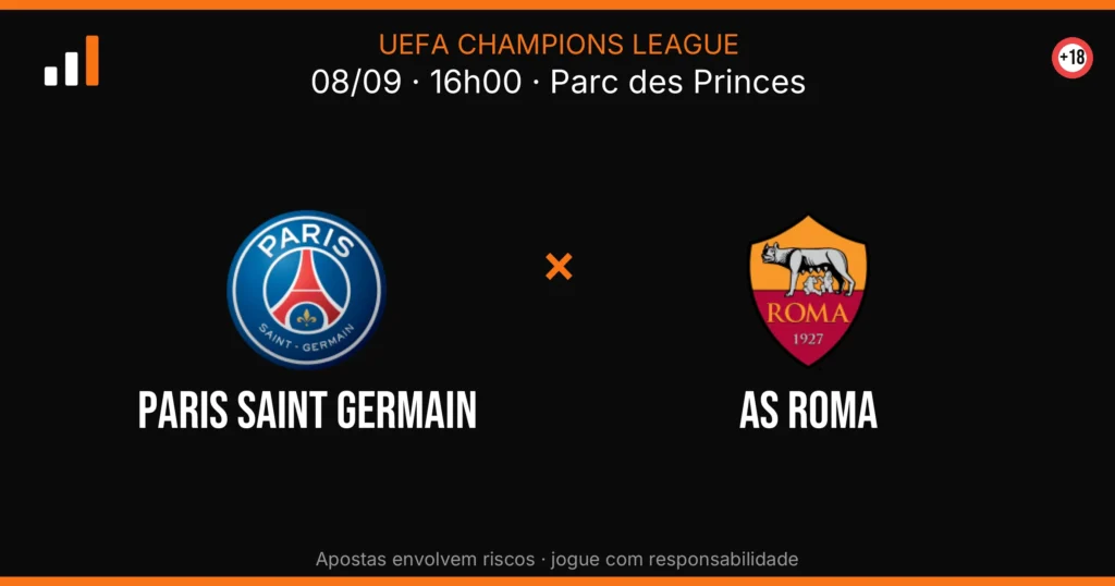 Paris Saint Germain x AS Roma — card do confronto com odds (OddsFutebol)