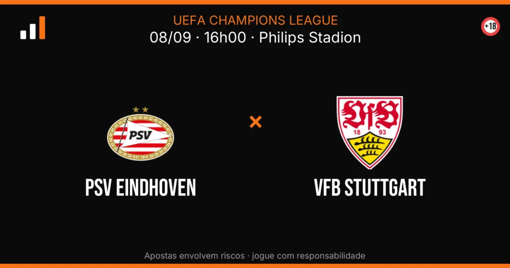 PSV Eindhoven x VfB Stuttgart — card do confronto com odds (OddsFutebol)