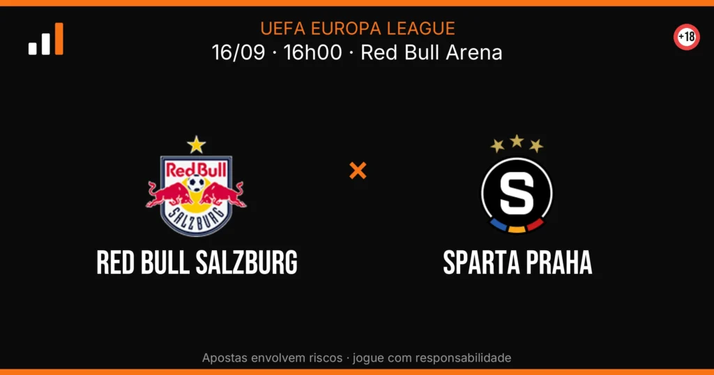 Red Bull Salzburg x Sparta Praha — card do confronto com odds (OddsFutebol)