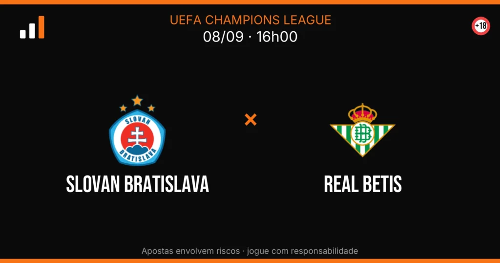 Slovan Bratislava x Real Betis — card do confronto com odds (OddsFutebol)