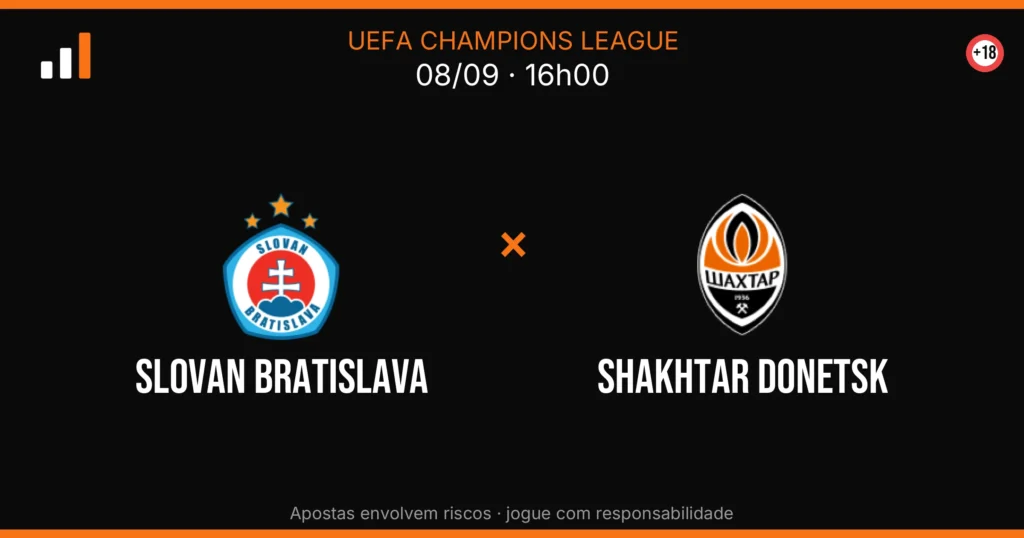 Slovan Bratislava x Shakhtar Donetsk — card do confronto com odds (OddsFutebol)