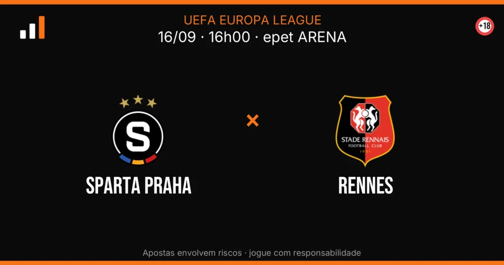 Sparta Praha x Rennes — card do confronto com odds (OddsFutebol)