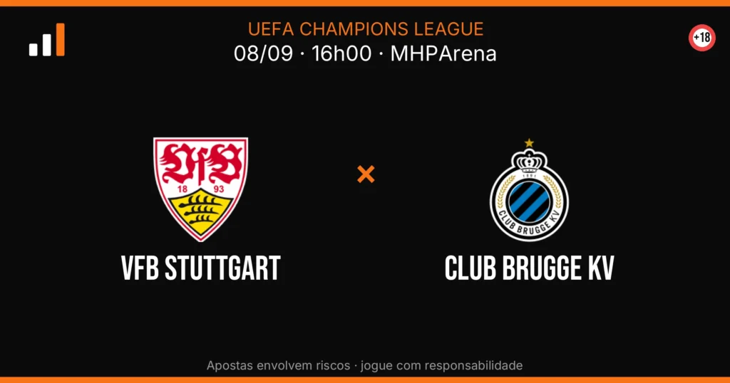 VfB Stuttgart x Club Brugge KV — card do confronto com odds (OddsFutebol)