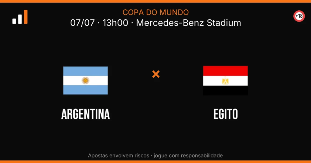 Argentina x Egito — card do confronto (OddsFutebol)