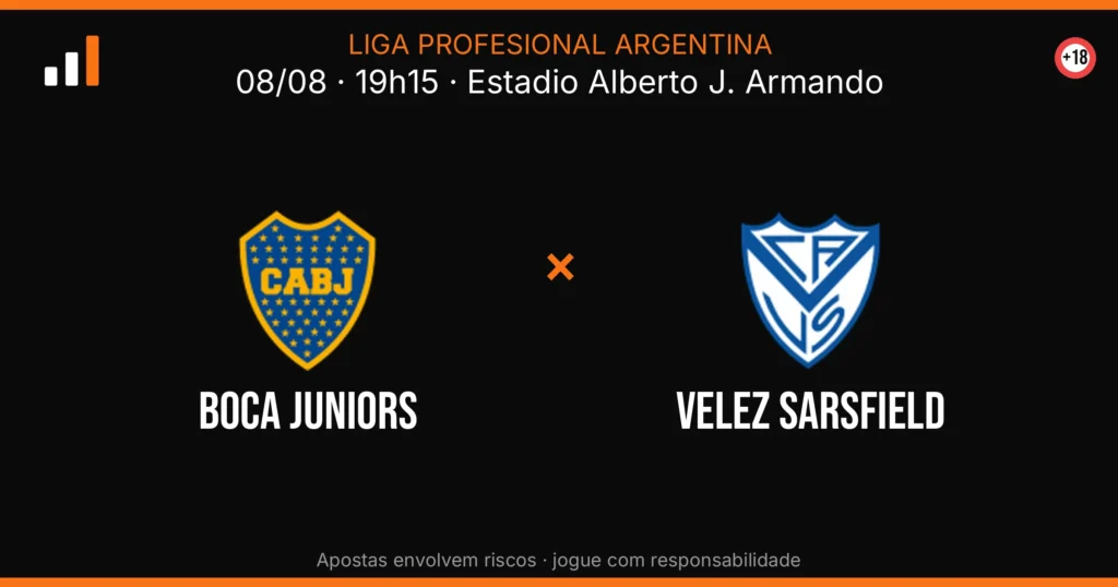 Boca Juniors x Velez Sarsfield — card do confronto (OddsFutebol)