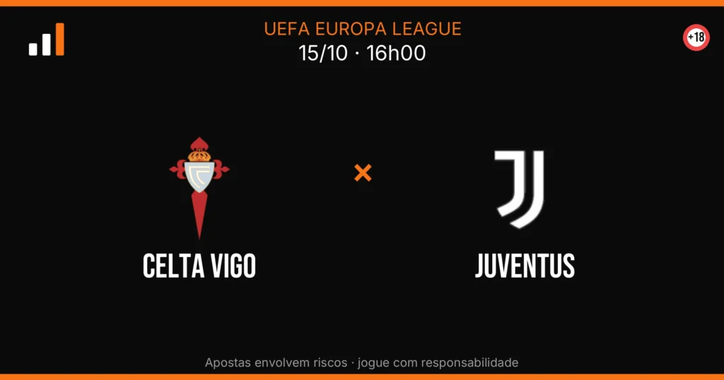 Celta Vigo x Juventus — card do confronto (OddsFutebol)