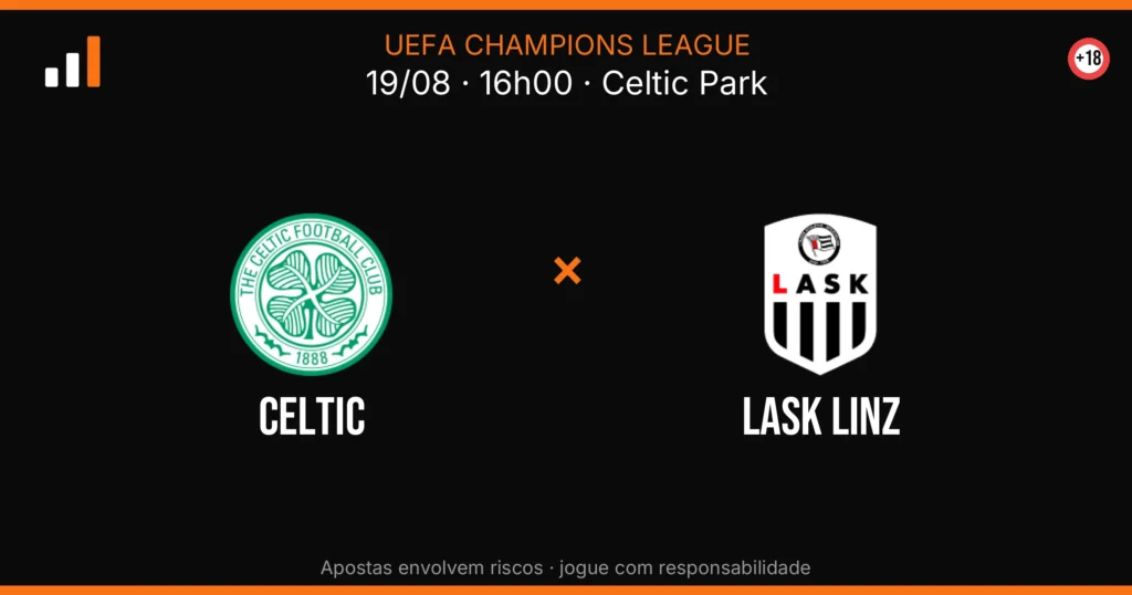 Celtic x Lask Linz — card do confronto (OddsFutebol)