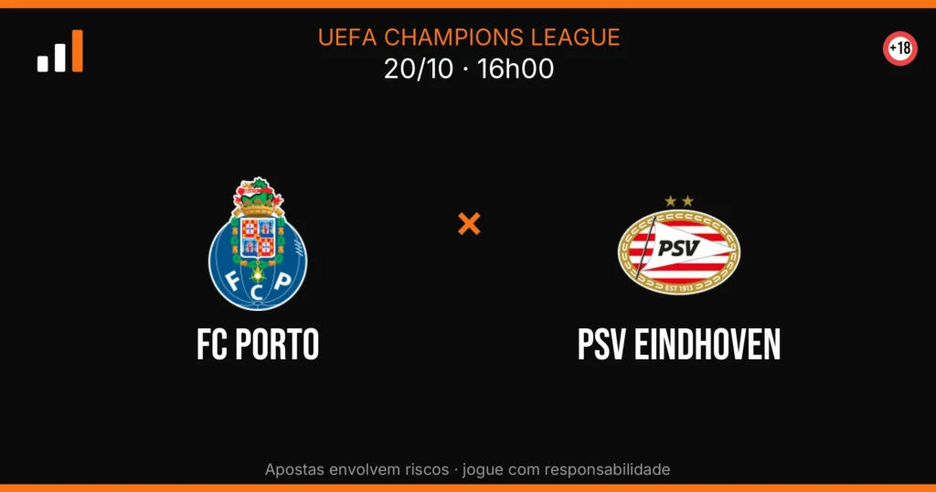 FC Porto x PSV Eindhoven — card do confronto (OddsFutebol)