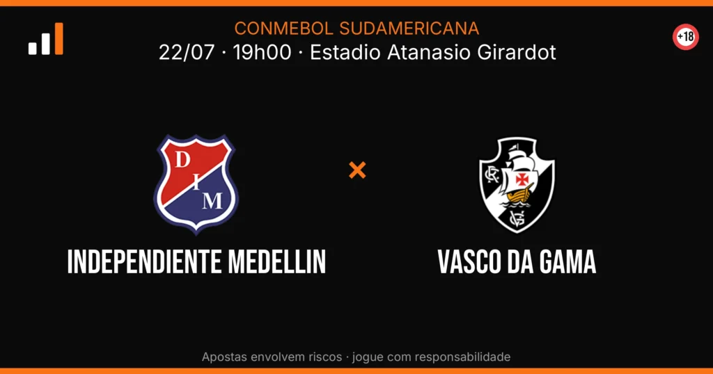 Independiente Medellin x Vasco DA Gama — card do confronto (OddsFutebol)