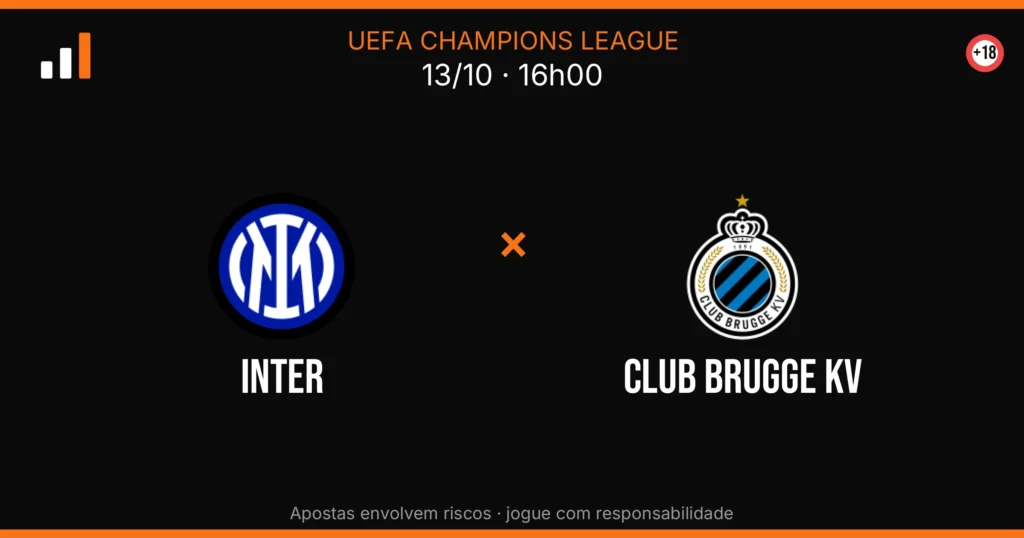 Inter x Club Brugge KV — card do confronto (OddsFutebol)