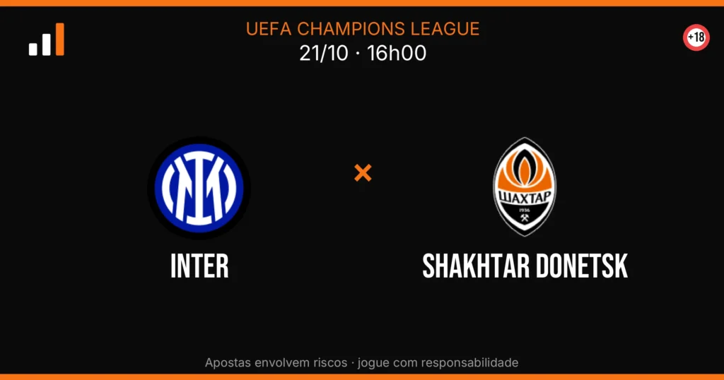 Inter x Shakhtar Donetsk — card do confronto (OddsFutebol)
