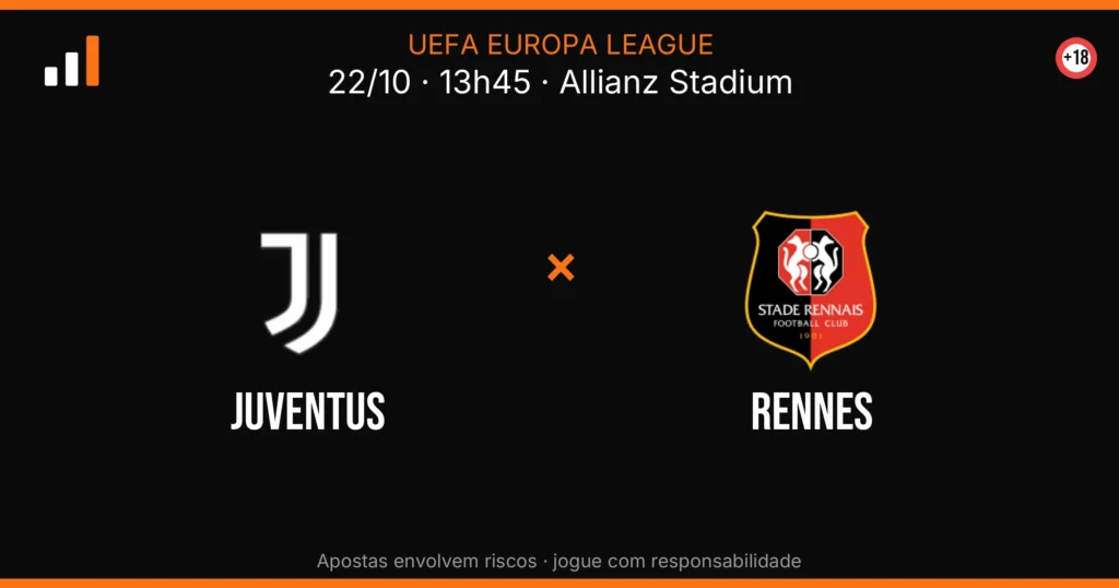 Juventus x Rennes — card do confronto (OddsFutebol)