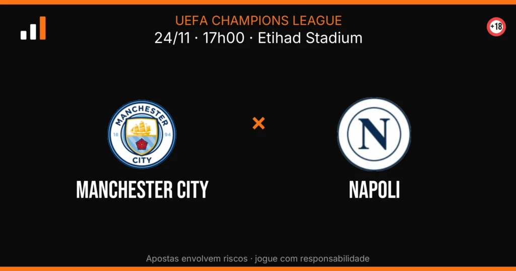 Manchester City x Napoli — card do confronto (OddsFutebol)